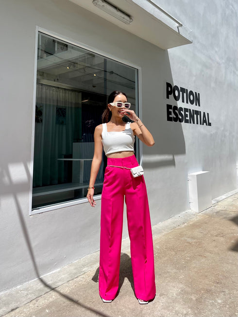 Women High Quality High Waisted Straight Cut Trousers